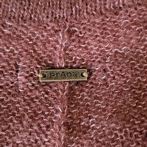 PrAna Shelby wool blend cable knit fringe pullover sweater brown M - Picture 3 of 11